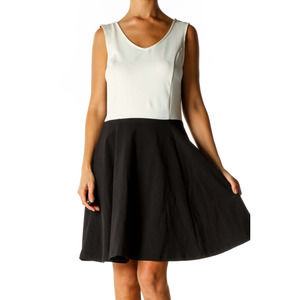 Cynthia Rowley Black & White Color Block Fit and Flare Dress Size Small